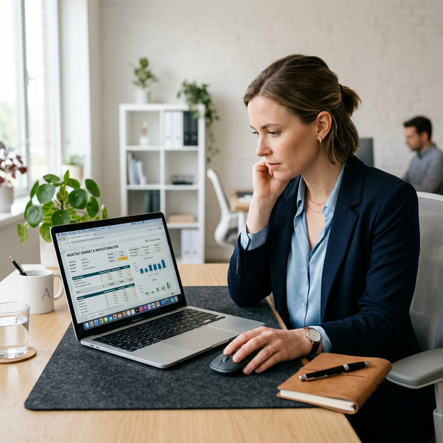 Profesional analizando presupuesto web