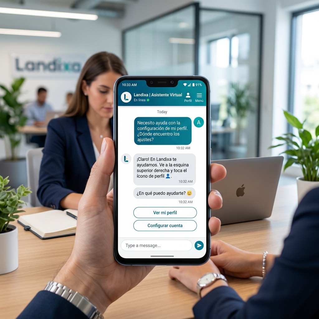 Escena de chatbot interactivo y respuesta rápida