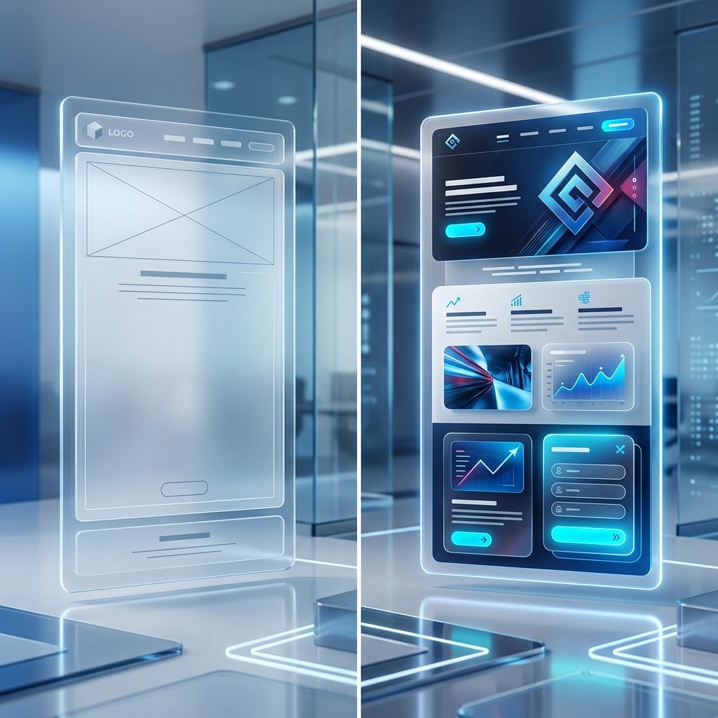 Comparativa visual entre web básica y estratégica